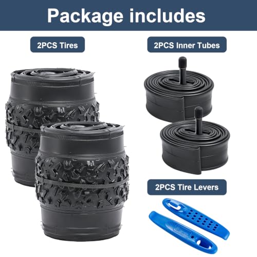 24 Inch Mountain Bike Tires 24x2.125 with Tubes & Levers - Fits 24x2.125 Bikes