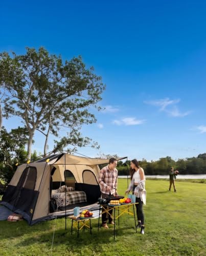 Portable Camping Table 27.8 x 27.6 Inch Folding Aluminum Outdoor Table with Carry Bag