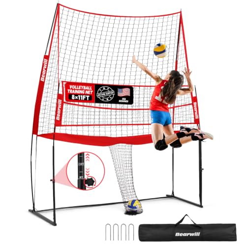 Bearwill 11x8FT Volleyball Practice Net with Adjustable Height & Portable Design