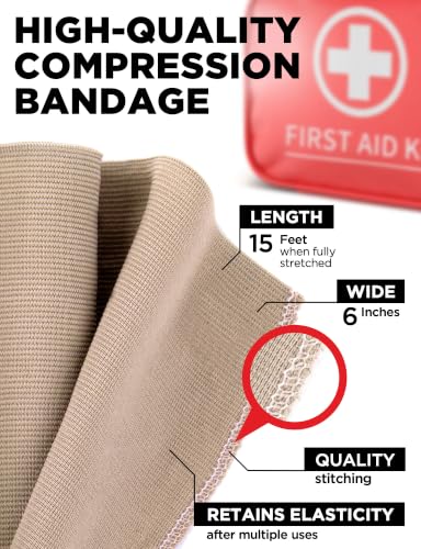 Premium Elastic Bandage Wrap 2 Pack - 6 Inch x 15 Feet, Wide + 18 Clips