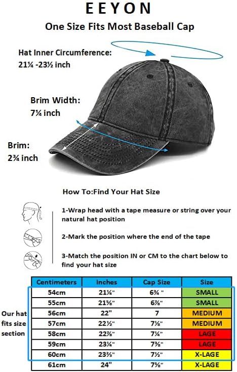 Skiennix Vintage Washed Cotton Baseball Cap - Adjustable Soft Casual Dad Hat for Men & Women | M-XXL