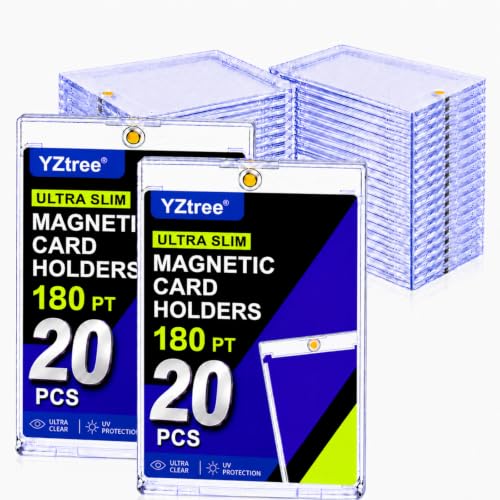 YZtree 20 Pack 180pt Magnetic Card Holders - Ultra Slim Clear Display Cases