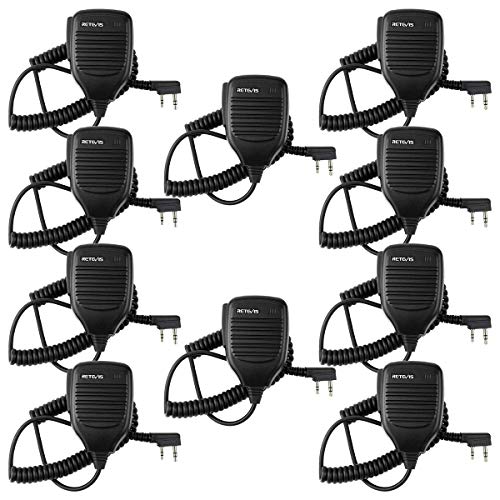 Retevis 10 Pack Shoulder Microphone for Walkie Talkies with Kevlar Cord - Universal Compatibility