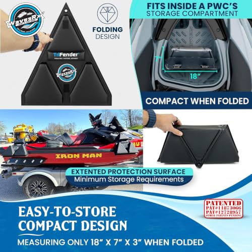 Orca Black WAVESRX PWC Fender Bumper & Soft Loop Cleats for Jet Ski Docking