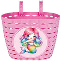 Girls Pink Bike Basket with Mermaid Pattern - Kids Bicycle Handlebar Storage