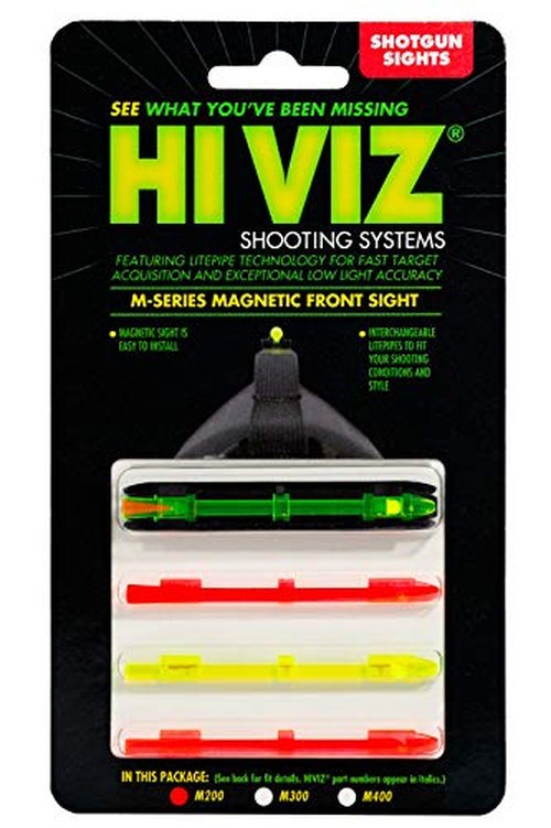 HIVIZ M-Series Magnetic Shotgun Sight – Front Sight for Most Ribbed Shotguns – Includes Interchangeable LitePipes in Green, Red & Two-Tone – Magnetic Snap-On Base – Fits Multiple Rib Widths