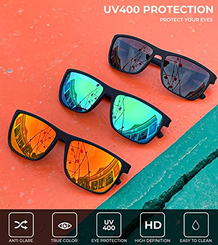 KALIYADI Polarized Sunglasses Men - Lightweight UV Protection for Driving, Fishing, Golf - Black/Green/Red