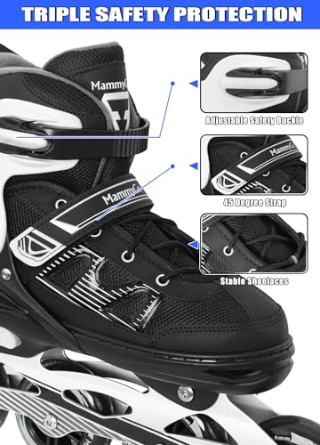 MammyGol Adult Inline Skates Black XXL Men9.5-12 Women10.5-13 Adjustable Beginner