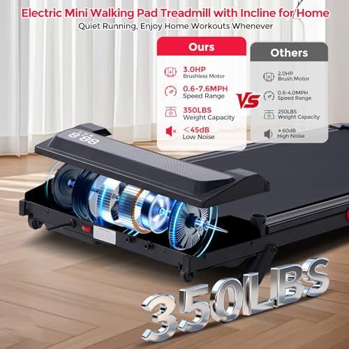 Potupus V300-DYV Portable Treadmill with Incline & Removable Handle for Home & Office