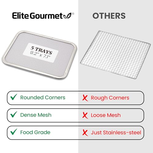 Elite Gourmet Black 5-Tray Digital Food Dehydrator with Keep Warm Function