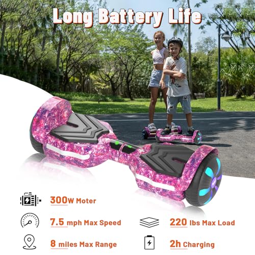 SIMATE Galaxy Purple Self-Balancing Electric Scooter with Bluetooth & LED Lights