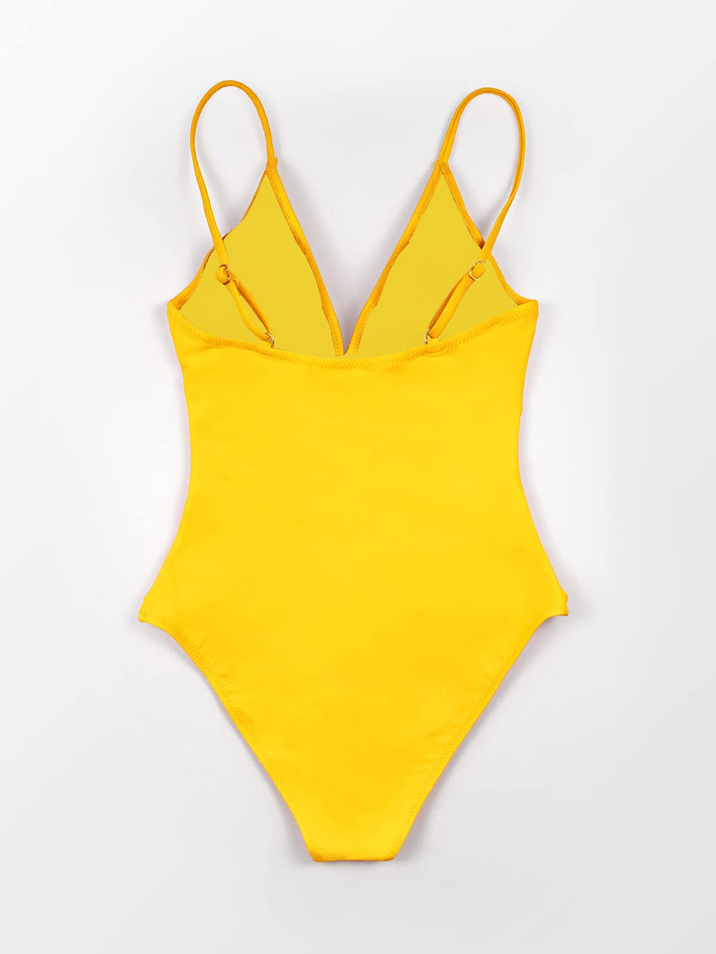 CUPSHE Women's Shirring Design V-Neck Low Back One Piece Swimsuit, S Yellow