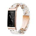 Ayeger Resin Band Compatible with Fitbit Charge 4,Charge 3/3 SE,Women Men Resin Accessory Rose Gold Buckle Band Wristband Strap Blacelet(Nougat White)