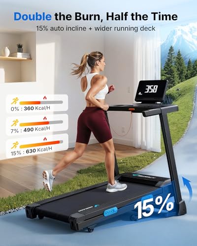 MERACH Foldable Treadmill 43x16 Inches - Home Gym, 300 LBS Capacity, Quiet Motor