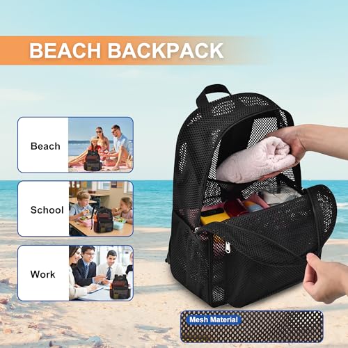 Heavy Duty Mesh Backpack for Beach, Work & Travel 25L Black Clear