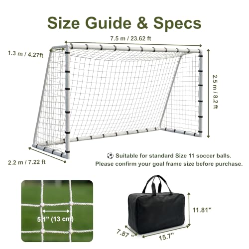 Keluwa 24 x 8 FT Soccer Goal Net Replacement - All-Weather Durable, with Carry Bag & Hooks
