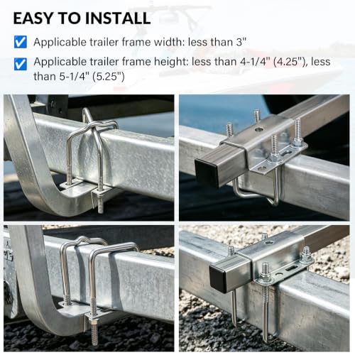 Boat Trailer Guide Bar 20'' Stainless Steel with Aluminum Alloy Square Tube, Anti Slip Rubber Sleeve