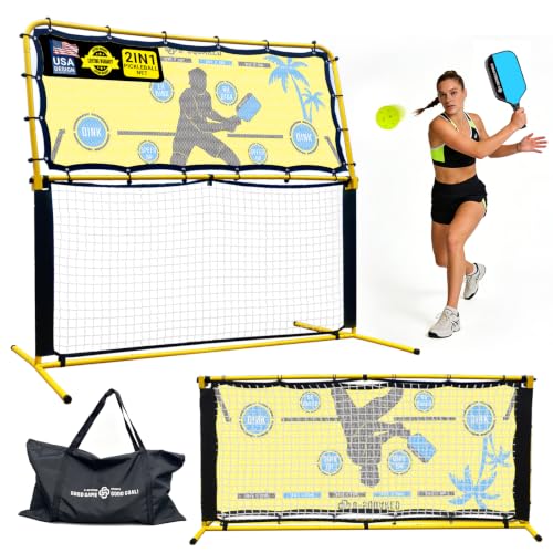 G-SQAURED Yellow 6x6FT Pickleball Rebounder & Net - Portable Adjustable Training