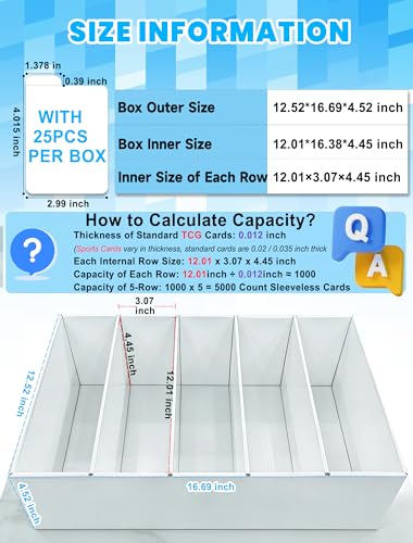 5 Row Trading Card Storage Box for 5000+ Cards - 4 Pack - Variation of 5 ROW-4 PACK