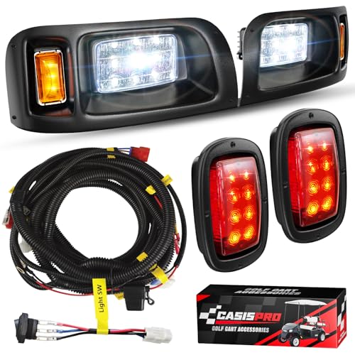 12V LED Headlight & Taillight Kit for Club Car DS Golf Carts - Street Legal, Durable Wiring Harness