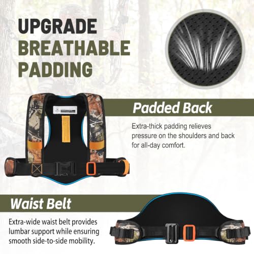 Kalkal Tree Stand Safety Harness for Hunting with Saddle Bridge M/L/XL