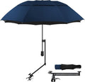 HOBVO Golf Umbrella - UPF 50+ Protection with Adjustable Clamp | Portable for Beach, Golf Cart, Stroller