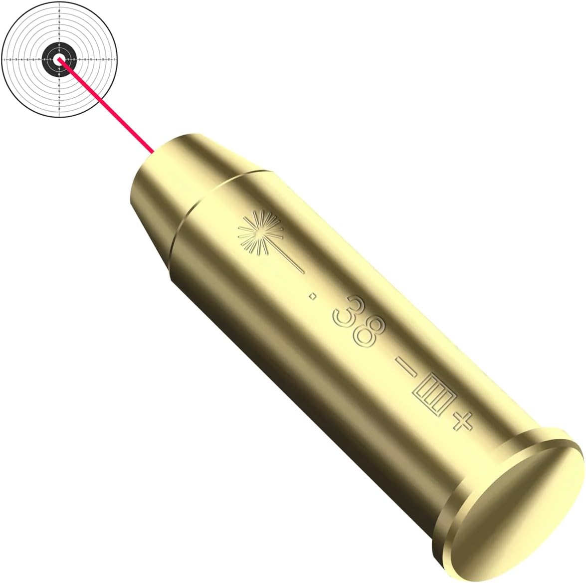 Red Dot Laser Boresighter - Precision Bore Sight for .38 Caliber with 2 Battery Sets | Ideal for Hunting