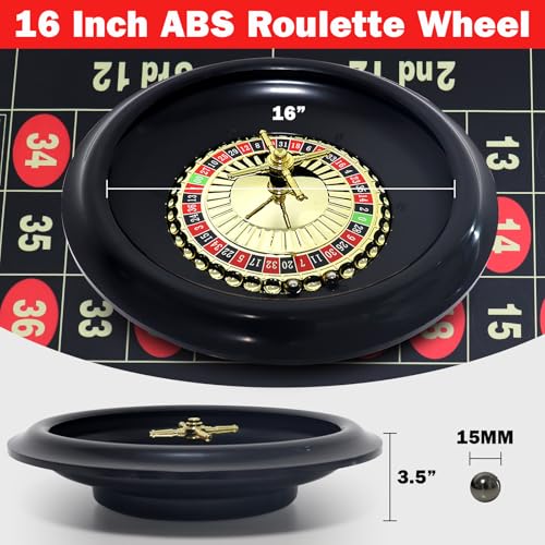 16-Inch Roulette Wheel Set with Felt Casino Mat & Poker Chips for Adults