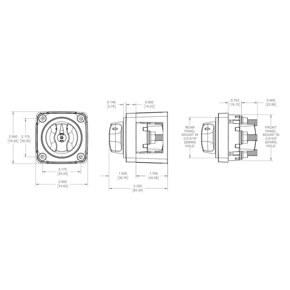 Blue Sea Systems On/Off Battery Switch - Durable Black Knob for Easy Operation | 6006200 m-Series