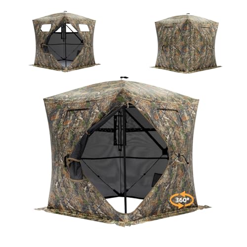 JOMAILIEEL 2-3 Person 360° See Through Hunting Blind with Large Diamond Door