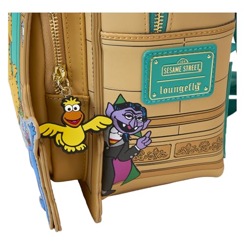 Loungefly Sesame Street Mini Backpack with Adjustable Straps, Vegan Leather