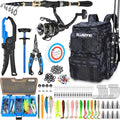 PLUSINNO Waterproof Fishing Backpack with Rod Holders - 42L Tackle Storage, Camouflage Black