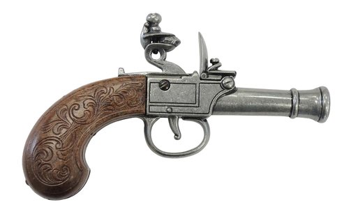 Denix Replica Colonial Pocket Flintlock Pistol Non Firing Gun, Gray