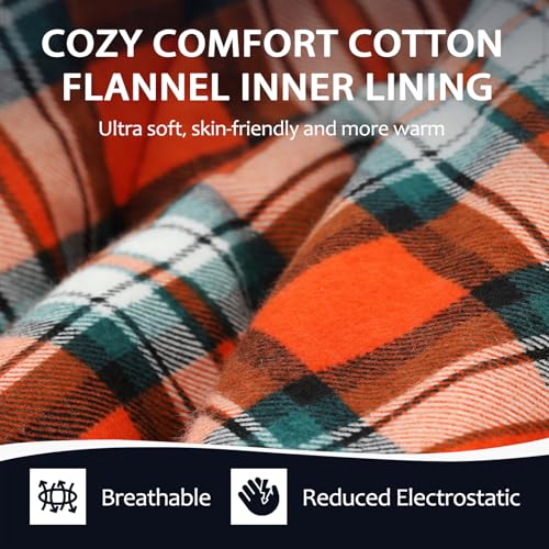 XplrKamp XXL 4-Season Cotton Flannel Sleeping Bag for Adults, Big & Tall, Carbon/Pumpkin