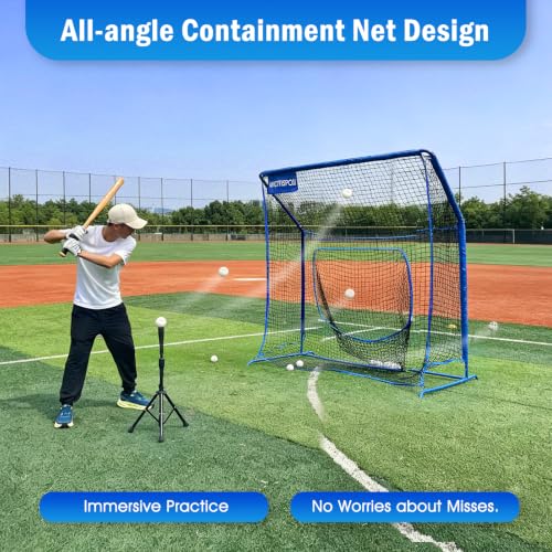 7x7 ft Baseball Softball Batting Cage Net with Metal Frame - Hitting & Practice