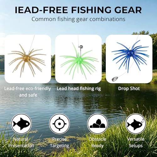 Floating Sea Urchin Creature Baits for Bass Fishing - Mixed Colors, 2.75in, 12 Pcs