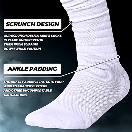 IRAMY Football Socks Ultra Long Knee High Combed Cotton with Ankle Support - Small Black White (2 Packs)
