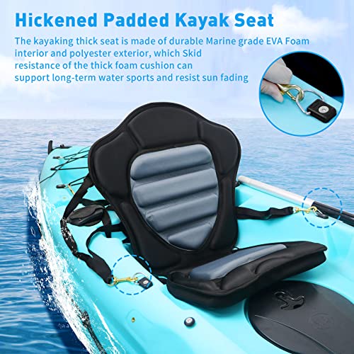 2 Pack Thickened Kayak Seat Cushions with Padded Backrest and Adjustable Straps
