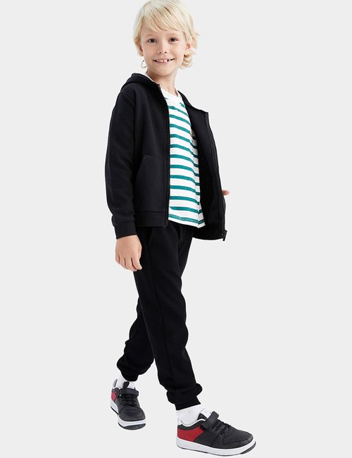 Flygo Boys Girls Fleece Pants Sherpa Lined Sweatpants Athletic Joggers Winter Warm Unisex Kids Active Pull-On Pants(Black-S)