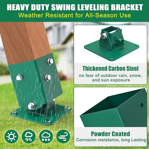 4Pcs Swing Leveling Base Brackets for 4x4 Wooden Posts - Adjustable A-Frame Swing Set Base