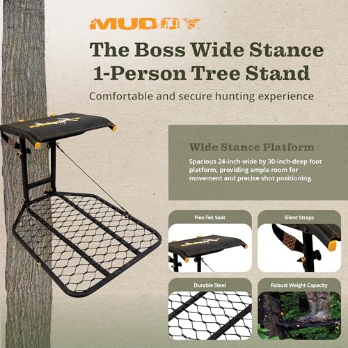Muddy The Boss Hang-On Tree Stand - Standard Platform, Lightweight & Stable