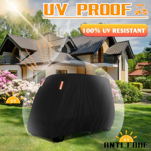 Waterproof 2/4/6 Passenger Golf Cart Cover with Extended Roof - Universal Fit
