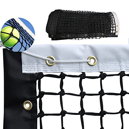 VANCL Outdoor Heavy Duty Tennis Net Black & White - Professional Standard 42ft Court Replacement with Fiberglass Dowels