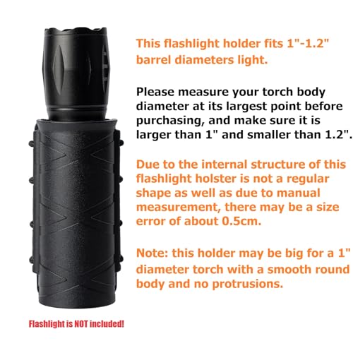 TACNEX Flashlight Holster for Duty Belt 1.2 Inch Diameter Rotatable MOLLE Torch Case