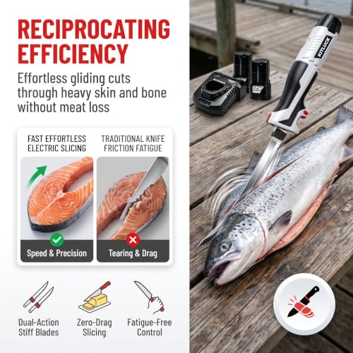 KITLUCK 12V Cordless Electric Fillet Knife with 6'', 8'', 10'' Stiff