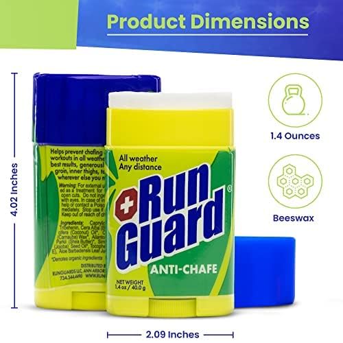Run Guard Anti-Chafing Stick - Made with 100% Plant-Based Ingredients Plus Beeswax. Works for All Distance Runners from 5K Walks/Runs to 100 Mile Ultra Marathons (1.4oz - Pack of 1)