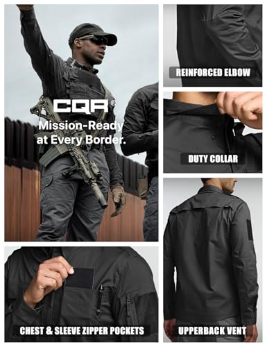 Men's Tactical Long Sleeve Shirts Ripstop Military Work Uniform Outdoor Hiking Breathable UPF 50+