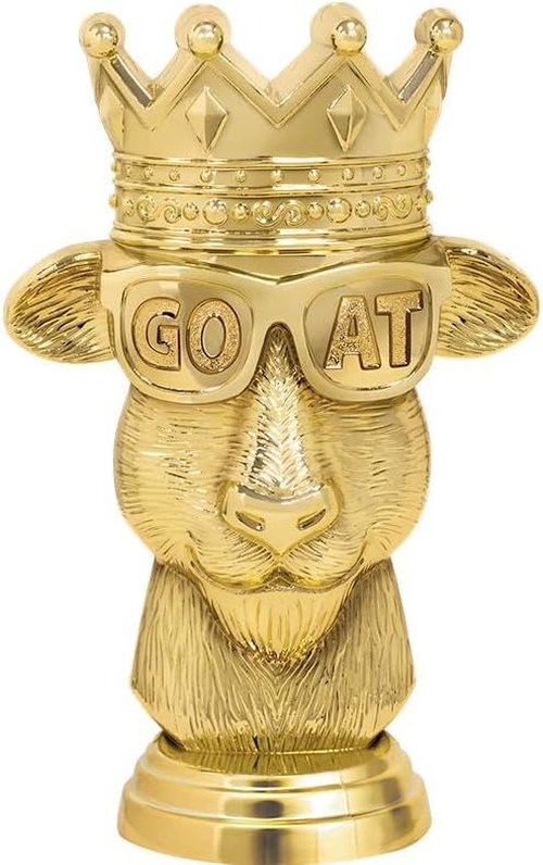 Crown Awards G.O.A.T. Trophy - 6" Gold Trophy on White Marble Base with Custom Engraving