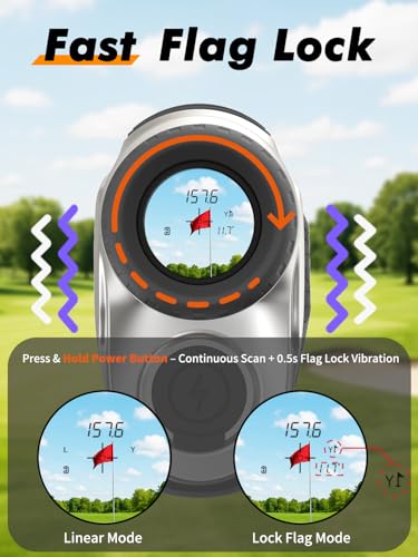 Magnetic Golf Rangefinder with Slope – 7X Magnification, 1300Y Range, Grey