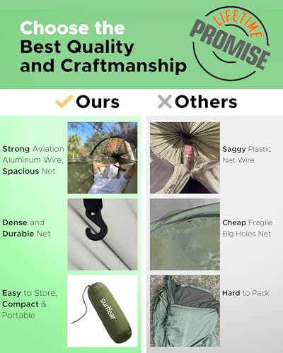 Green Camping Hammock with Spacious Net for Solo & Double Outdoor Indoor